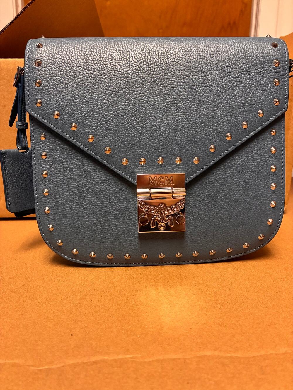 MCM Patricia Studded Crossbody Bag – Blue